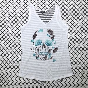 Hot Topic White Skull Striped Back Tank <3